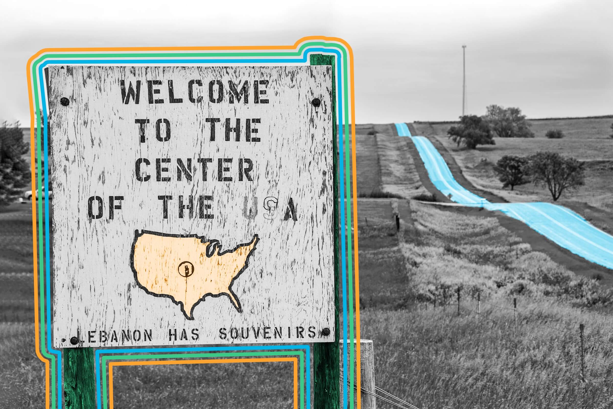 The geographic center of the 48 contiguous states is a field in Kansas.